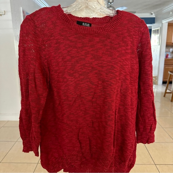 a.n.a Red Crew Neck Sweater with Textured Knit - Picture 1 of 2